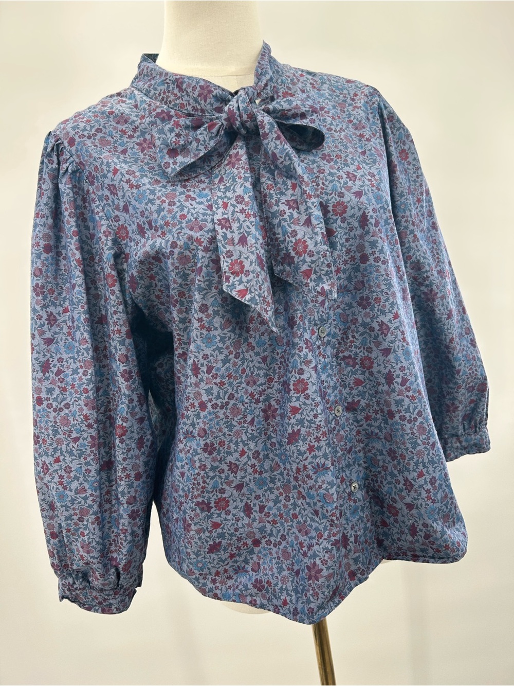 J. Crew Tie Neck Blouse in Liberty Colombo Chambray Women’s M